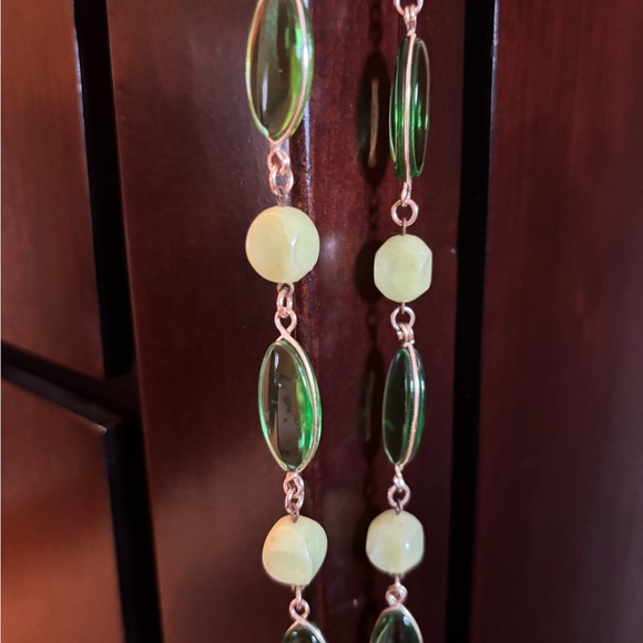 Vintage made in W Germany MCM Elegant Green and Yellow Beaded Necklace - Picture 7 of 10